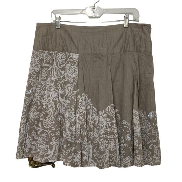 INC International Concepts Tan/White Floral Print Sequined A-Line Skirt Size 16 - Picture 3 of 9